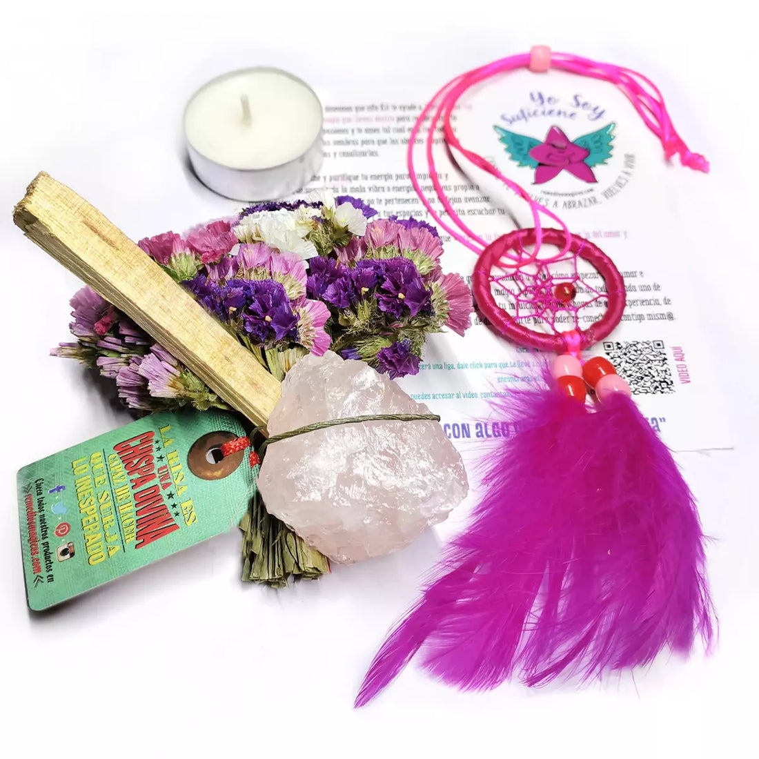 SAHUMERIO Palo Santo con Cuarzo Rosa